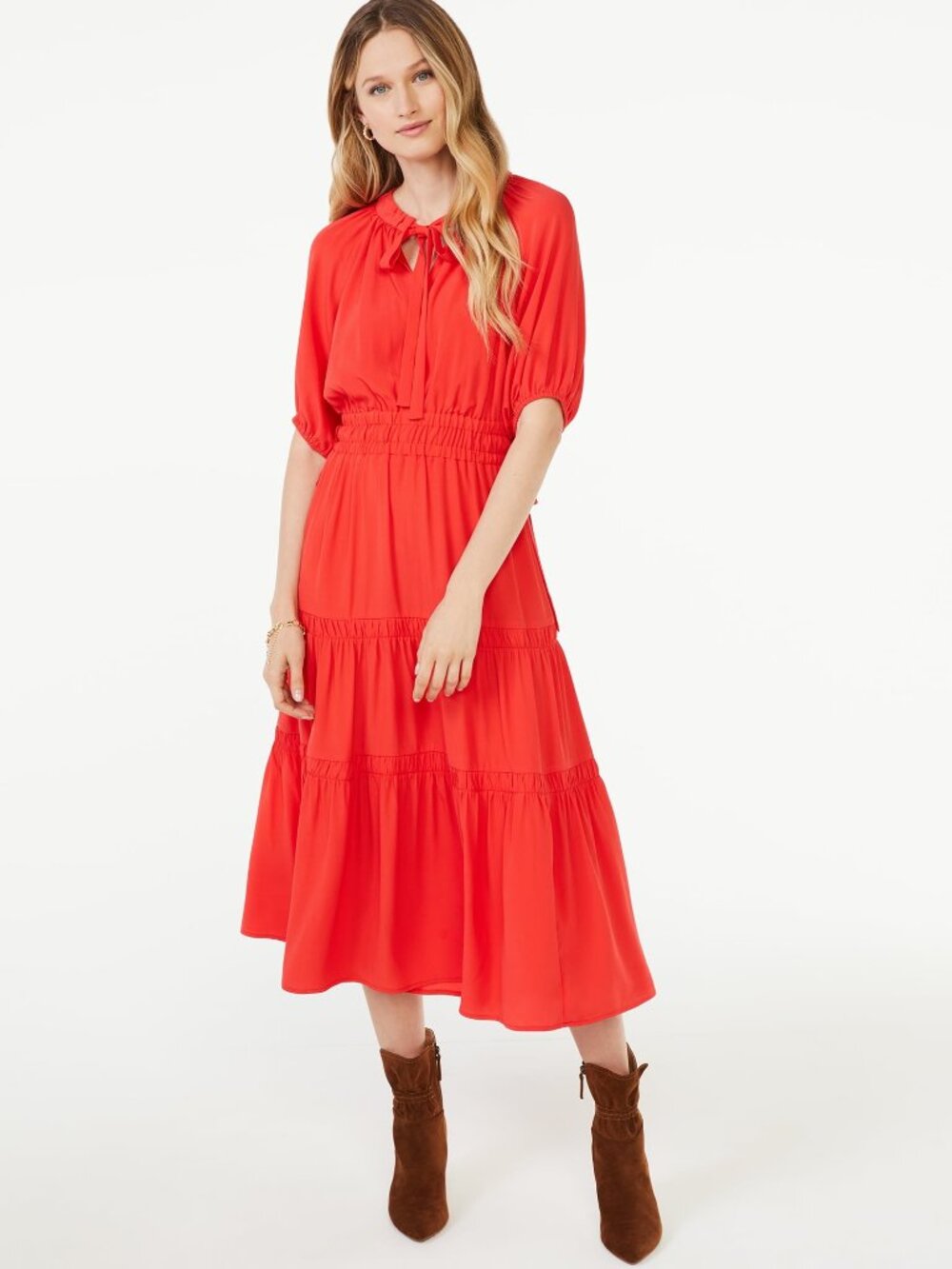 Scoop Tiered Midi Dress L | 12-14